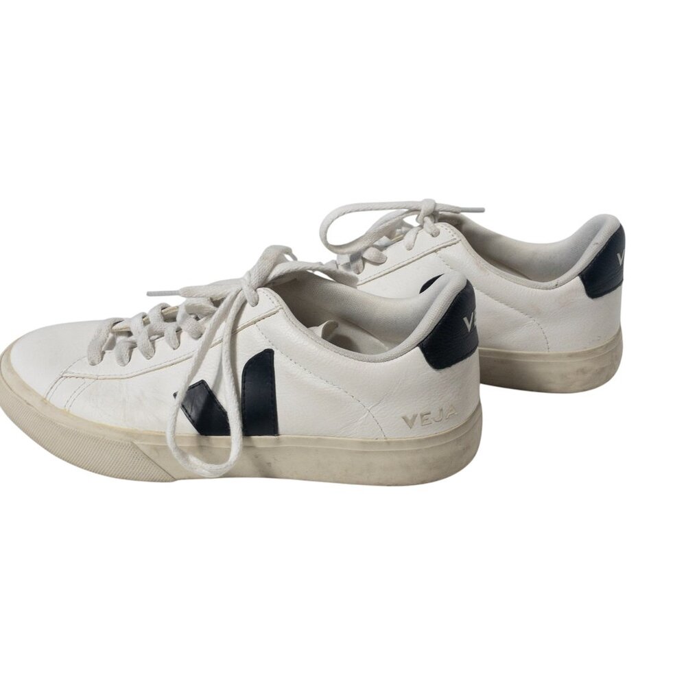 Veja Campo Leather Tennis Shoes SZ 9.5  Black White Every Sneaker Lace Up